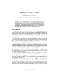 An Imperative Object Calculus