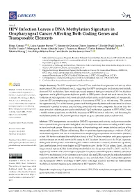 HPV Infection Leaves a DNA Methylation Signature in Oropharyngeal Cancer Affecting Both Coding Genes and Transposable Elements