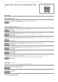 LING21505: Discourse Analysis Half Year 2 | Nottingham Trent University