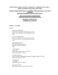 List of Delegates and Observers Liste Des Délégués Et Observateurs