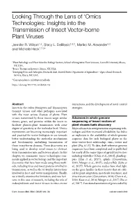 Omics Technologies: Insights Into the Transmission of Insect Vector-Borne Plant Viruses