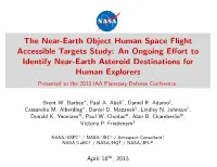 An Ongoing Effort to Identify Near-Earth Asteroid Destination