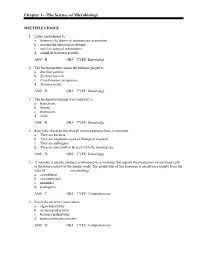 Chapter 1—The Science of Microbiology