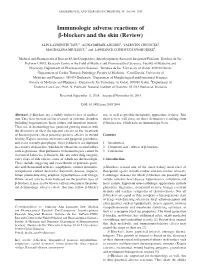 Immunologic Adverse Reactions of Β-Blockers and the Skin (Review)