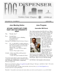 June Meeting Notice June Program