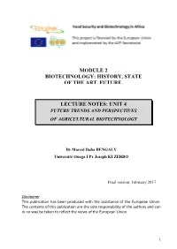 Module 2 Biotechnology: History, State of the Art, Future. Lecture Notes