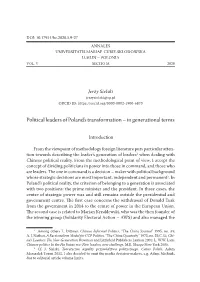 Political Leaders of Poland's Transformation – in Generational Terms