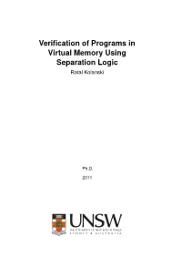 Verification of Programs in Virtual Memory Using Separation Logic
