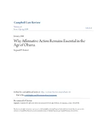 Why Affirmative Action Remains Essential in the Age of Obama Reginald T