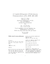 A Complete Bibliography of Publications in Communications of the ACM : 2000–2009
