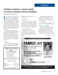 Citation Matters: a Quick Guide to Correct Citation Form in Indiana by Prof