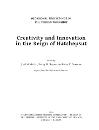 Creativity and Innovation in the Reign of Hatshepsut
