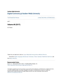 Digital Commons @ Gardner-Webb University Volume 49 (2017)