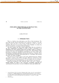 Exploring the Purposes of Section 75(V) of the Constitution