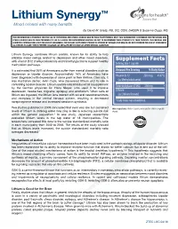 Lithium Synergy™ Mood Mineral with Many Benefits