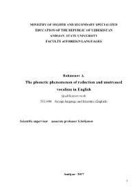 Theme: “The English Vowels and Their Modifications”