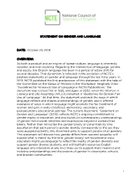 1 Statement on Gender and Language Date