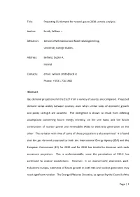 Projecting EU Demand for Natural Gas to 2030: a Meta-Analysis Author
