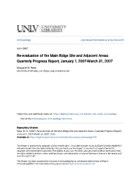 Re-Evaluation of the Main Ridge Site and Adjacent Areas: Quarterly Progress Report, January 1, 2007-March 31, 2007