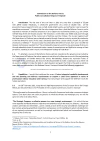 1 Commission on the Defence Forces Public Consultation Response