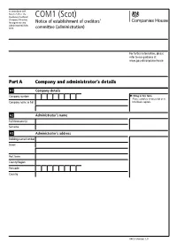 COM1 (Scot) (Company Voluntary Arrangements and Notice of Establishment of Creditors’ Administration) Rules 2018