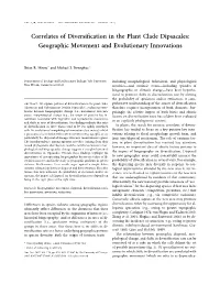 Correlates of Diversification in the Plant Clade Dipsacales