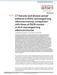 CT Features and Disease Spread Patterns in ROS1-Rearranged Lung