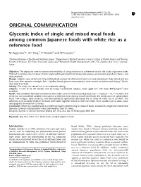 Glycemic Index of Single and Mixed Meal Foods Among Common Japanese Foods with White Rice As a Reference Food