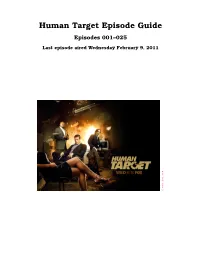 Human Target Episode Guide Episodes 001–025