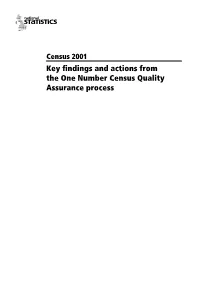 Key Findings and Actions from the One Number Census Quality Assurance Process