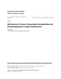 Mild Synthesis of Perylene Tetracarboxylic Monoanhydrides with Potential Applications in Organic Optoelectronics