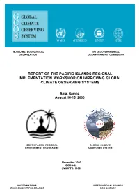 Report of the Pacific Islands Regional Implementation Workshop on Improving Global Climate Observing Systems