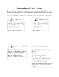 08A-Improper Integral Practice Solutions