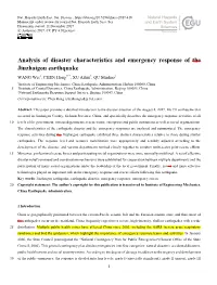 Analysis of Disaster Characteristics and Emergency Response of The