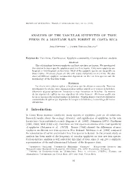 Analysis of the Vascular Epiphytes of Tree Ferns in a Montane Rain Forest in Costa Rica