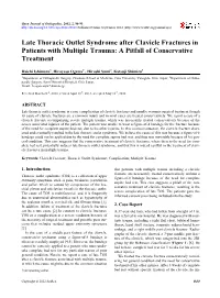 Late Thoracic Outlet Syndrome After Clavicle Fractures in Patients with Multiple Trauma: a Pitfall of Conservative Treatment