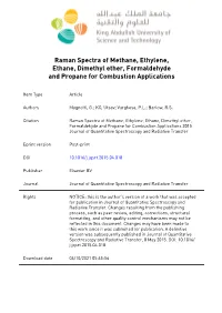 Raman Spectra of Methane, Ethylene, Ethane, Dimethyl Ether, Formaldehyde and Propane for Combustion Applications