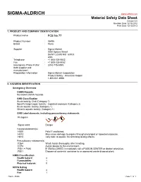 SIGMA-ALDRICH Sigma-Aldrich.Com Material Safety Data Sheet Version 5.0 Revision Date 12/13/2012 Print Date 12/10/2013