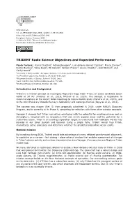 TRIDENT Radio Science Objectives and Expected Performance