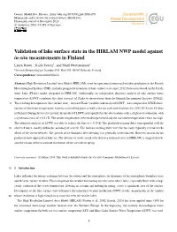 Validation of Lake Surface State in the HIRLAM NWP Model Against In-Situ