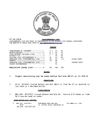 07.04.2016 MEDIATION CAUSE LIST---&gt; 01 to 03 NOTES 1. Urgent Mentioning May Be Made Before Hon'ble DB-II at 10.30A.M