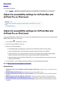 Adjust the Accessibility Settings for Airpods Max and Airpods Pro on Ipod Touch