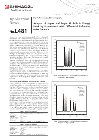 Analysis of Sugars and Sugar Alcohols in Energy Drink by Prominence-I with Differential Refreactive Index Detector