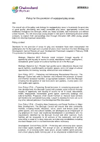 Policy for the Provision of Equipped Play Areas