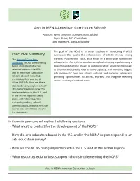Arts in MENA American Curriculum Schools Executive Summary