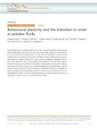 Behavioural Plasticity and the Transition to Order in Jackdaw Flocks
