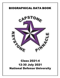 BIOGRAPHICAL DATA BOO KK Class 2021-4 12-30 July 2021 National Defense University