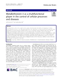 Metallothionein-3 As a Multifunctional Player in the Control of Cellular Processes and Diseases Jae-Young Koh1,2 and Sook-Jeong Lee3*