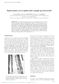 Experiments on Ice Spikes and a Simple Growth Model