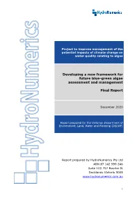 HN DELWP Action 19 Algal Management Report FINAL
